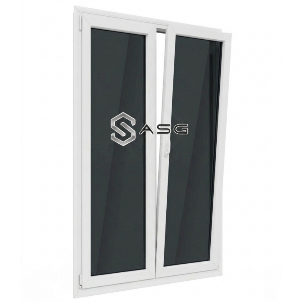 Δίφυλλη Μπαλκονόπορτα PVC (145x215 cm) – Λευκό